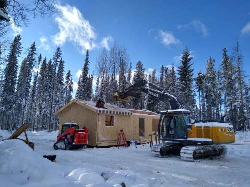 House in construction in remote land