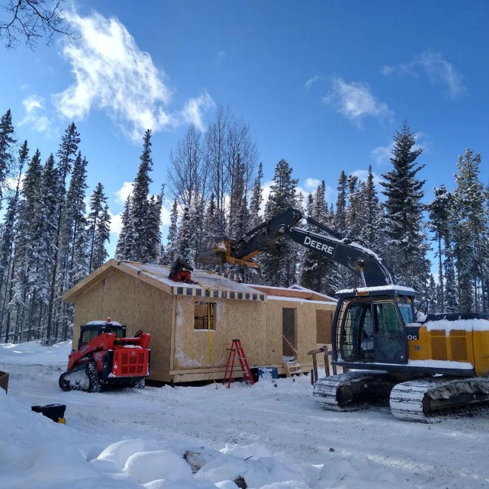 House in construction in remote land